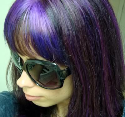 purple and blonde highlights on brown. Dark Brown Hair@Purple