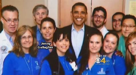 Jenny Gallagher with Barack Obama during his visit to UCH