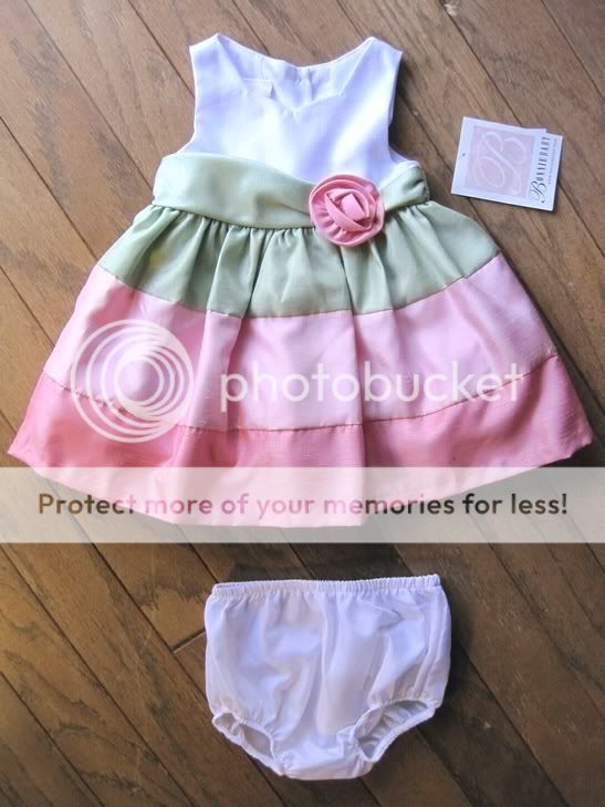   pink, white and green dress with and matching panty by Bonnie Baby