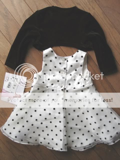 Girls Dress Polka Dot Black White with Bolero Jacket Bonnie Jean Size 12 Month