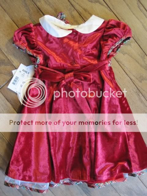 Baby Girls Red Velvet Dress Infant Plaid Trim Bonnie Jean Size 12 