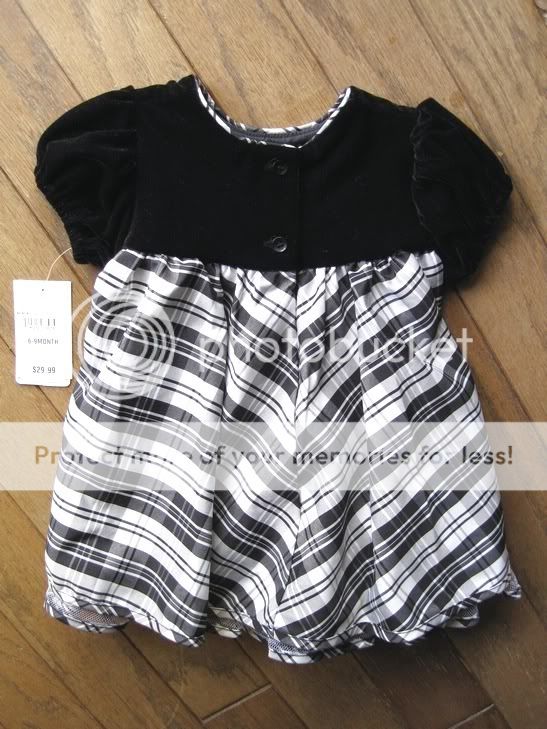 Baby Girls Black White Plaid Dress Velvet Bodice by Bryan Size 6 9 Months