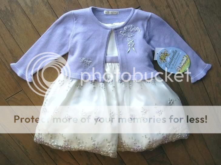 Girls White Dress Cinderella Purple Sweater Flowers Size 12 months 