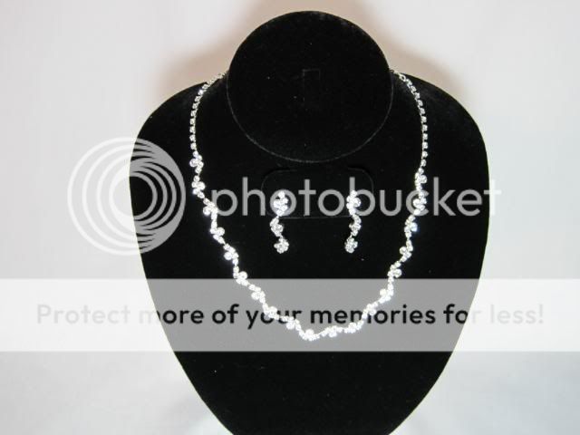 Rhinestone Necklace 18 Dangle Silver Prom Formal Earrings Set Fashion 