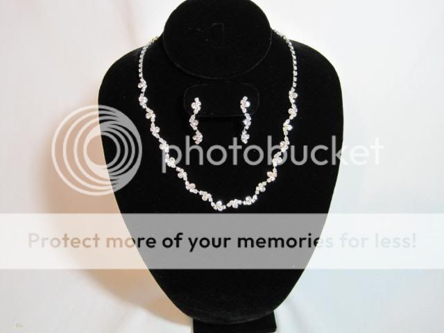 Rhinestone Necklace 18 Dangle Silver Prom Formal Earrings Set Fashion 