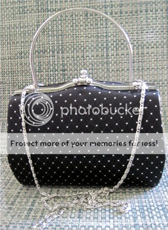 Polka Dot Hard Case Clutch Purse Evening Bag Chain  