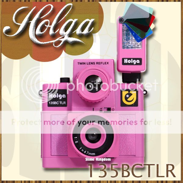 Holga 135BC TLR Color Flash Canera 35mm Twin Lens Pink  