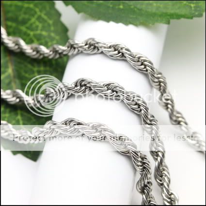 Stainless titanium silver Braid Mens Chain Necklace fashion  