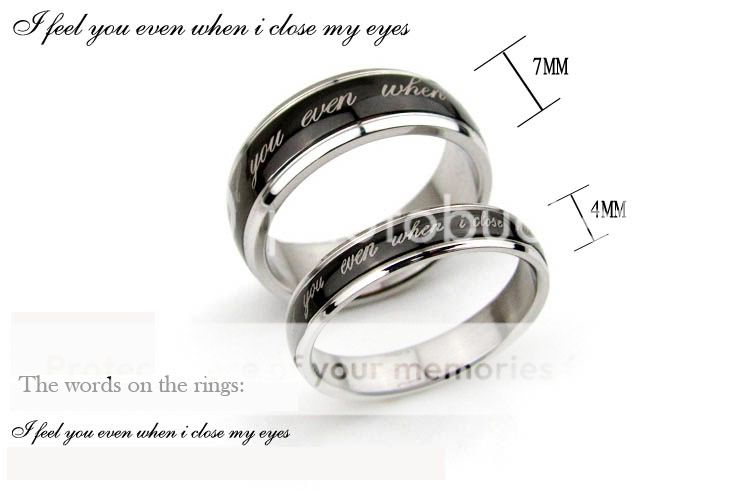   Matching Black Titanium Ring Set Wedding Bands Fashion Custom engraved