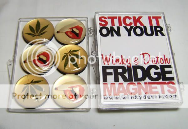 Winky Dutch Marijuana Magnet Box Set NIB Smoking Lips Domed Magnets 